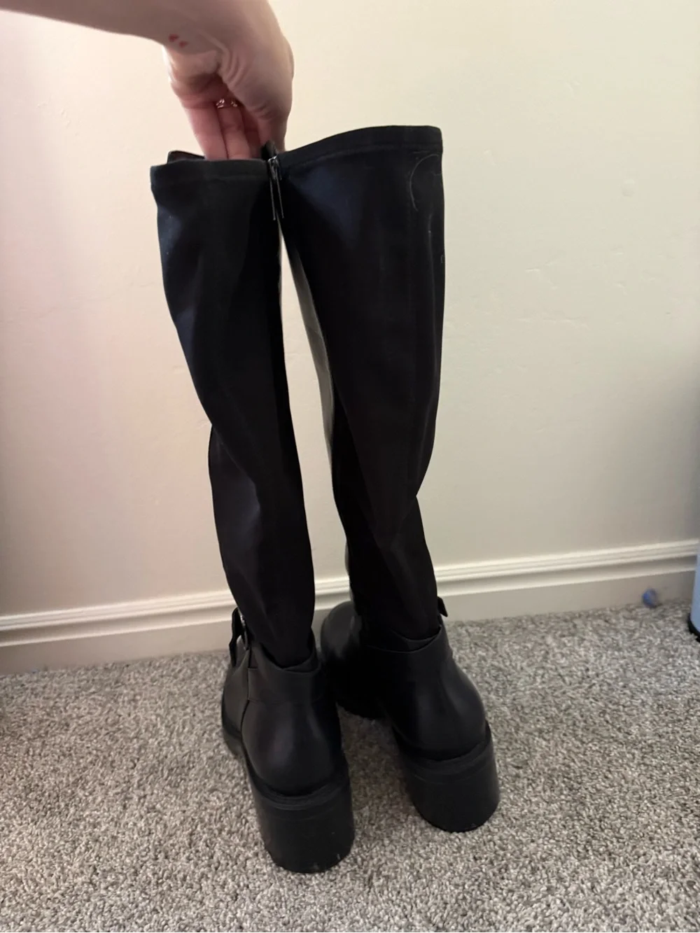 Vince Camuto Black Leather Wide Calf Boots